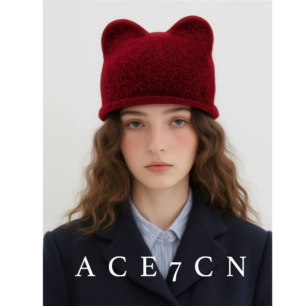 Cat-Ear Knit Ear-Flap Beanie — ACE7CN