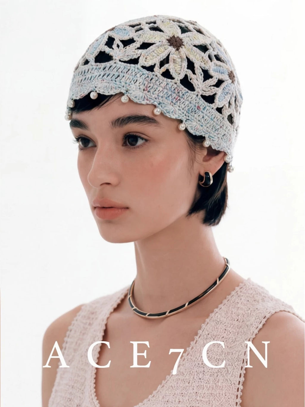 Light-French Vintage Elegant Hand-Crochet Hat Breathable Openwork Headwrap