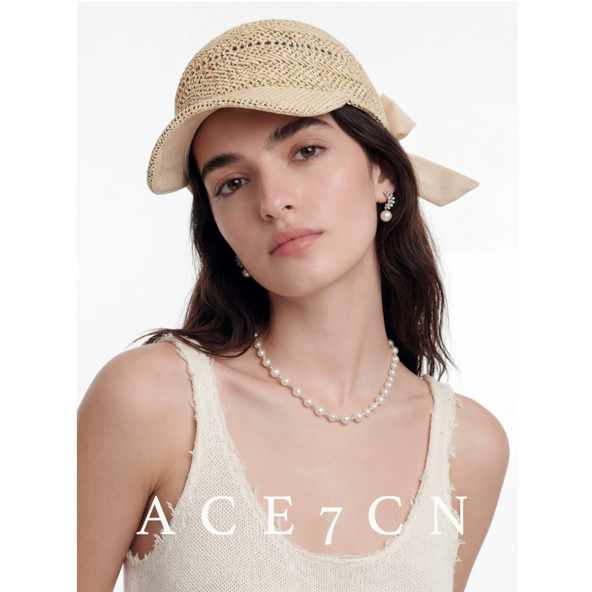 Openwork Paper-Straw Baseball Cap — ACE7CN