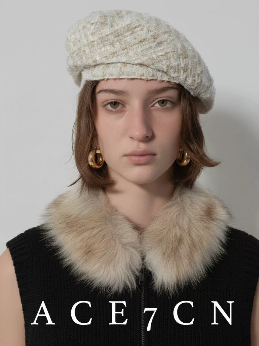 Checked Tweed Painter Beret — ACE7CN