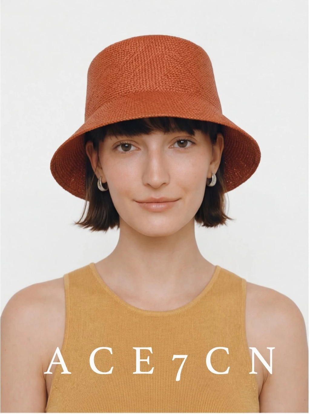 Minimal Raffia Lampshade Bucket Hat — ACE7CN