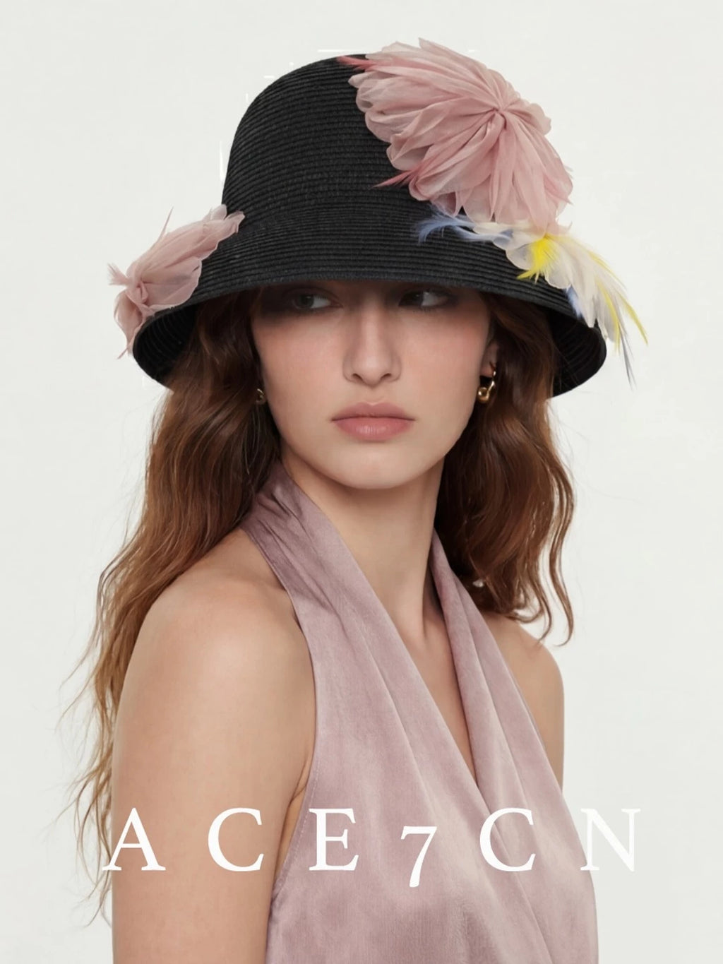 Silk-Flower Straw Fedora — ACE7CN