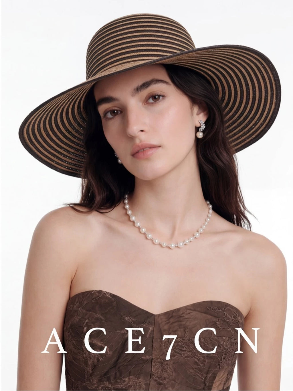 Striped Dome-Crown Straw Hat — ACE7CN