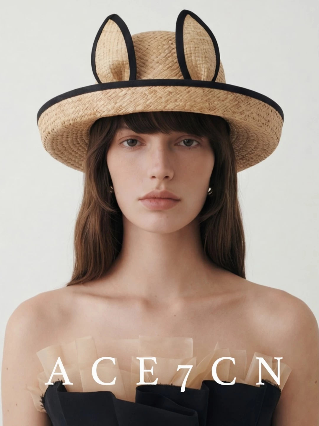 Bunny-Ear Raffia Hat — ACE7CN