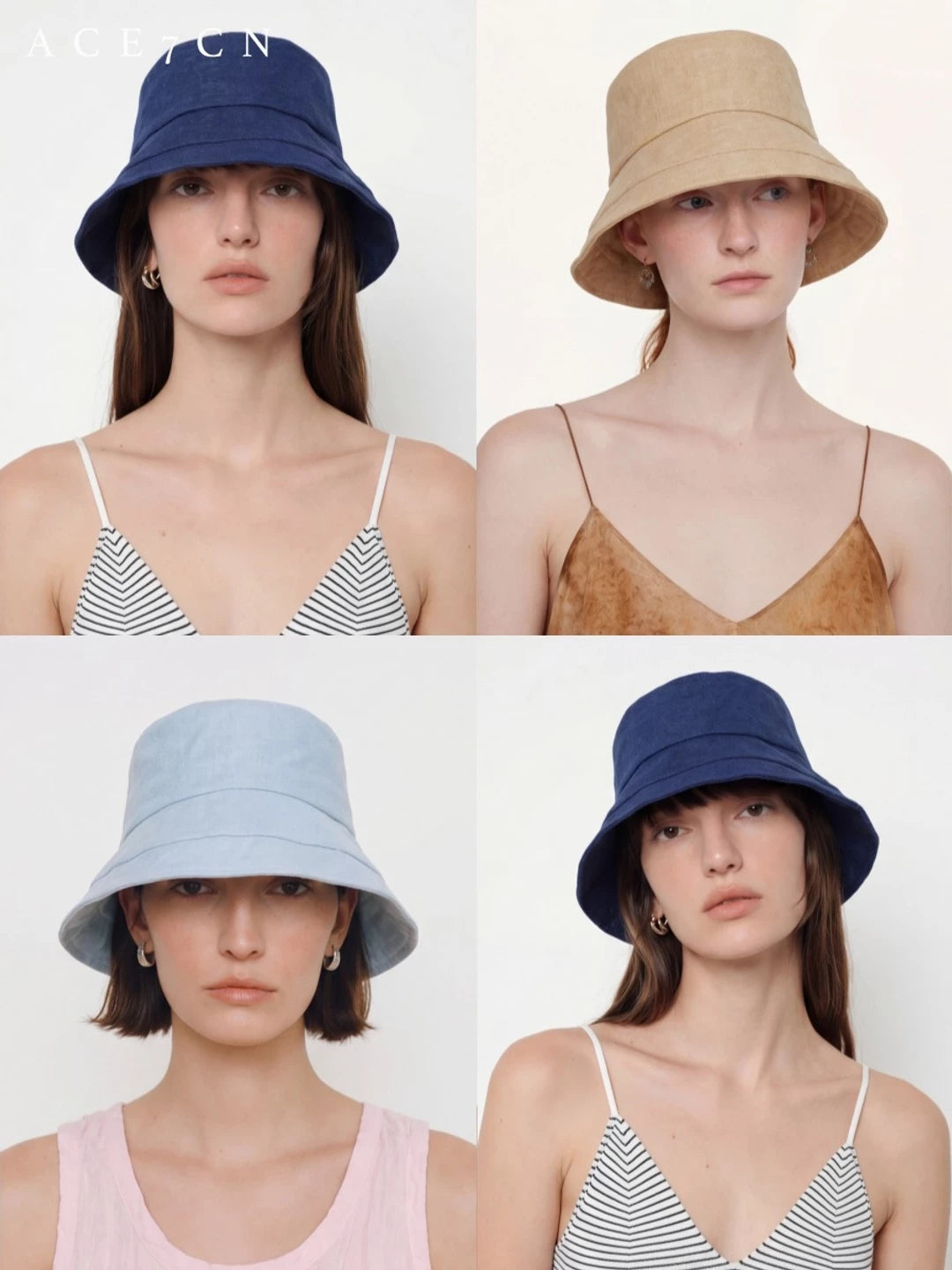 Wide-Brim Linen Bucket Hat — ACE7CN