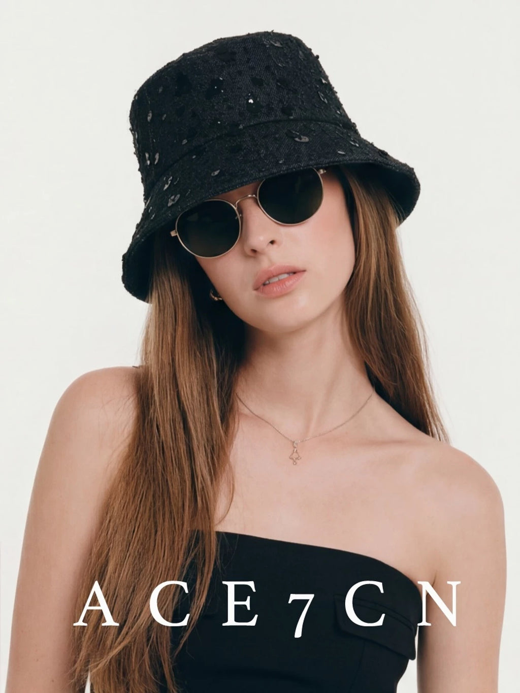 Sequin Denim Bucket Hat — ACE7CN