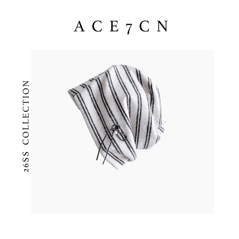 Striped Knit Slouch Beanie — ACE7CN