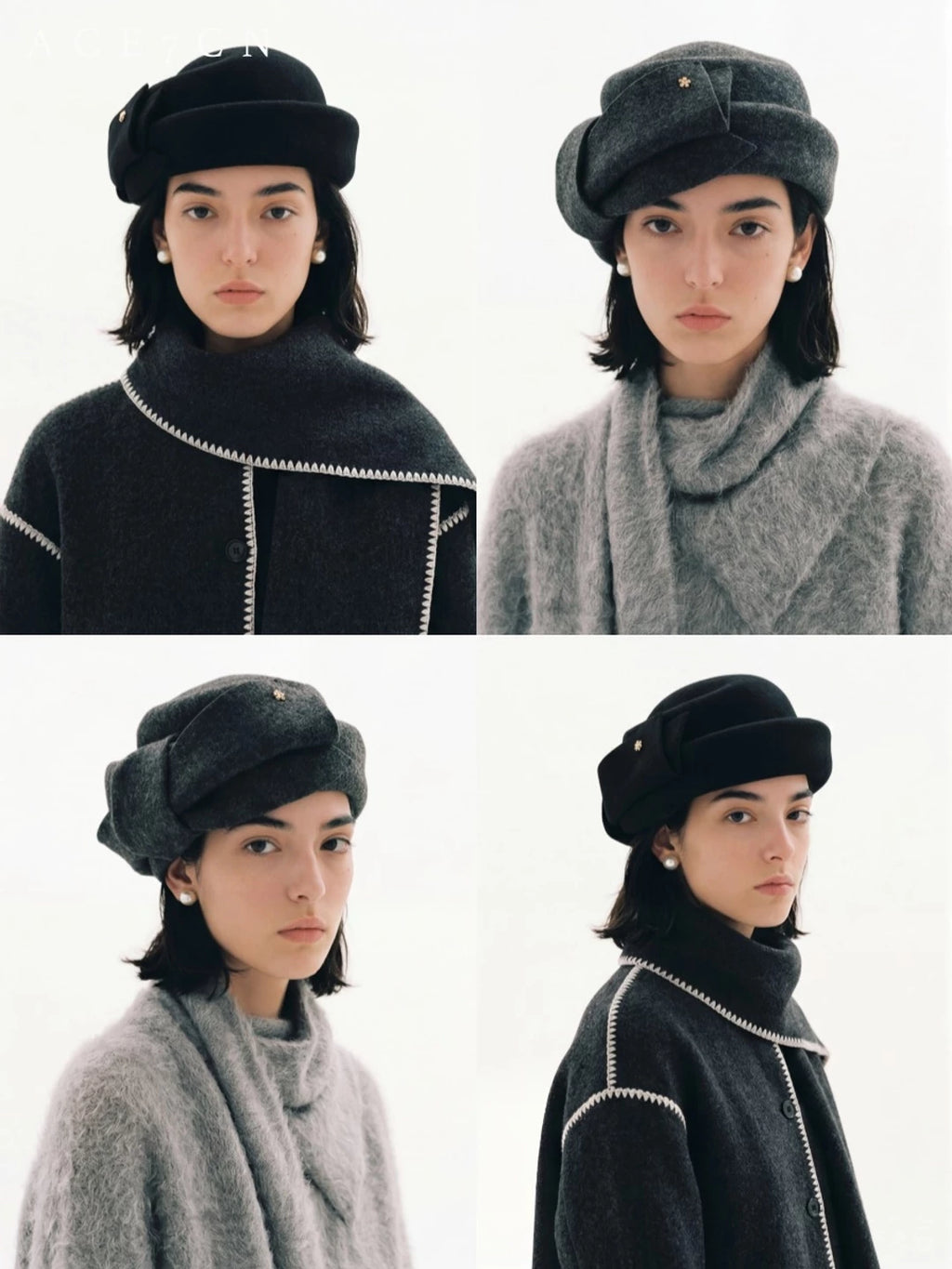 Bow-Detail Wool Pillbox Hat — ACE7CN
