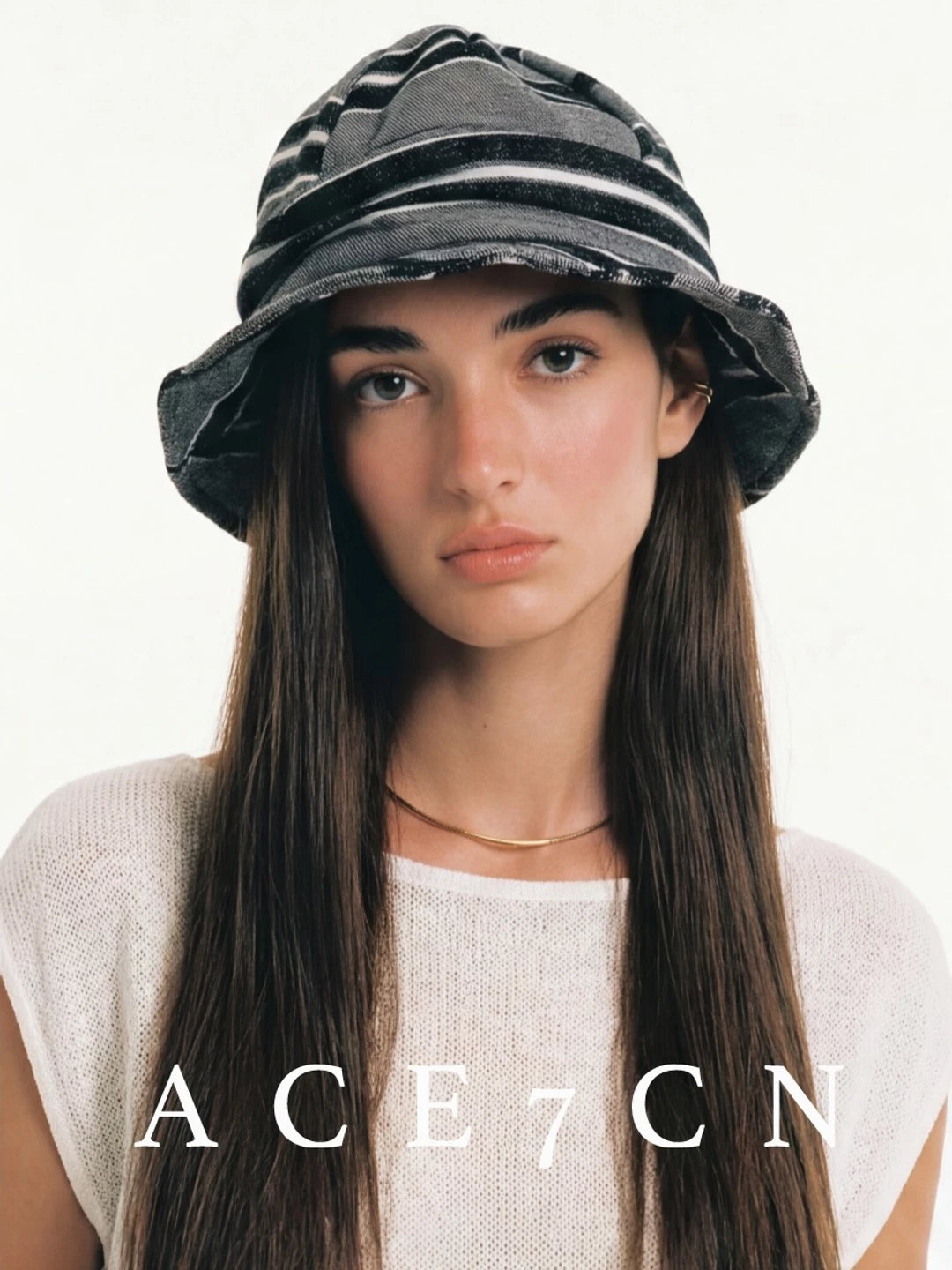 Striped Fabric Bucket Hat — ACE7CN