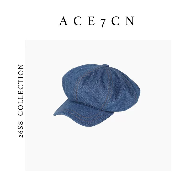 Denim Octagonal Newsboy Cap — ACE7CN