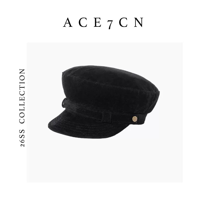 Suede Flat-Top Newsboy Cap — ACE7CN