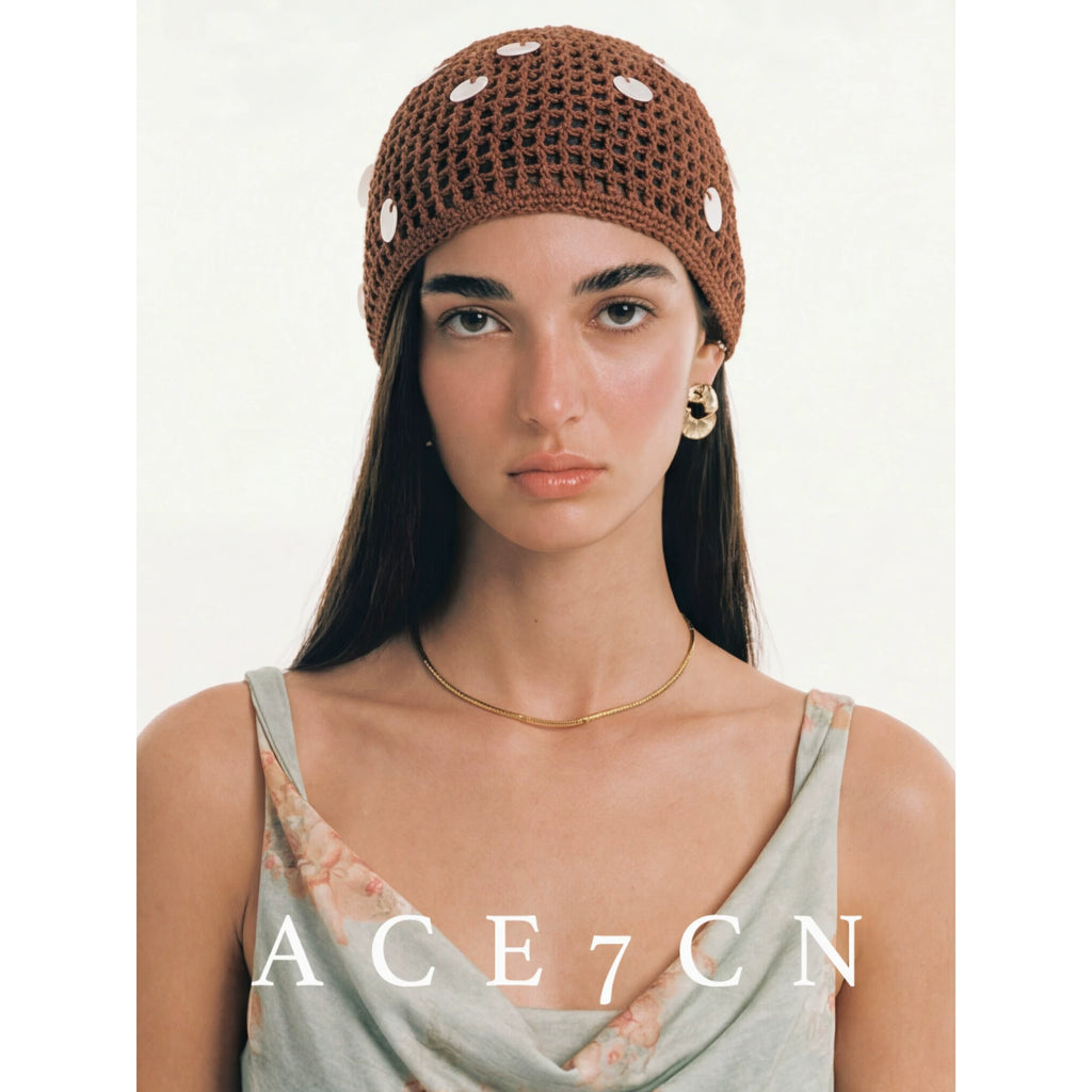 Sequined Crochet Head Scarf Hat — ACE7CN