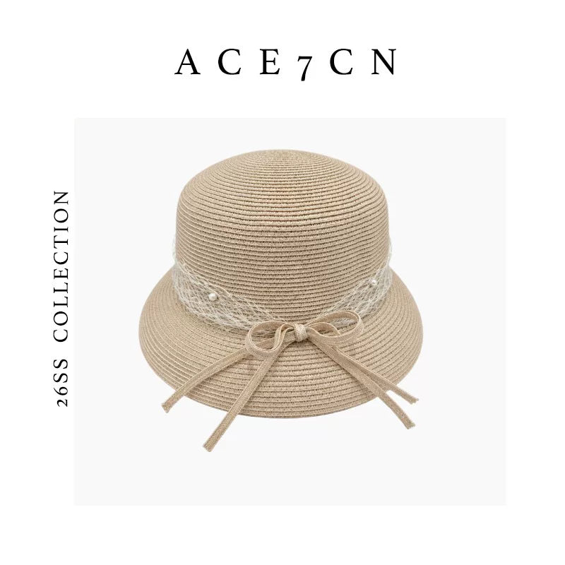 Bow-Detail Straw Cloche — ACE7CN