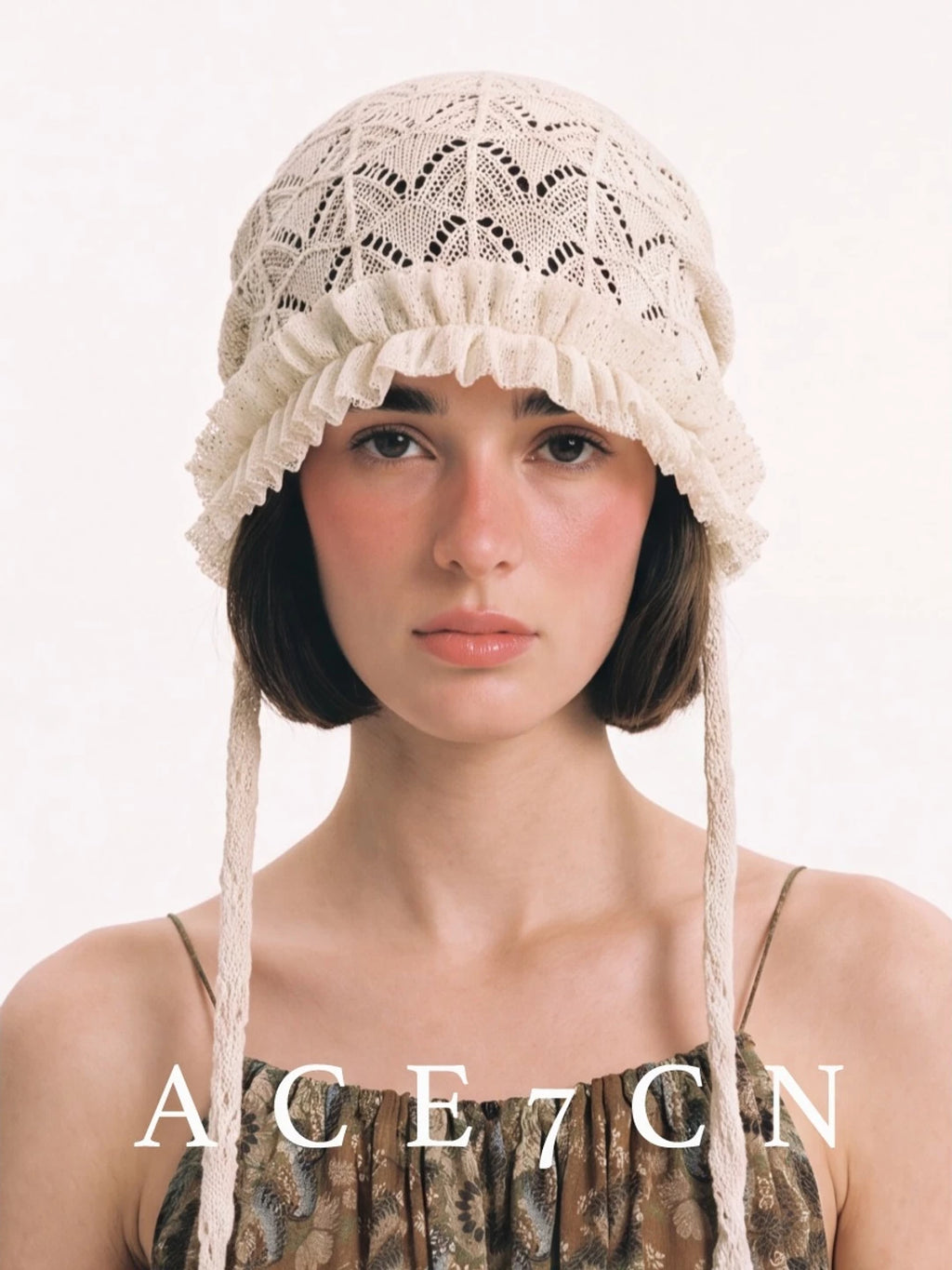 Openwork Crochet Lace Head Scarf Hat — ACE7CN