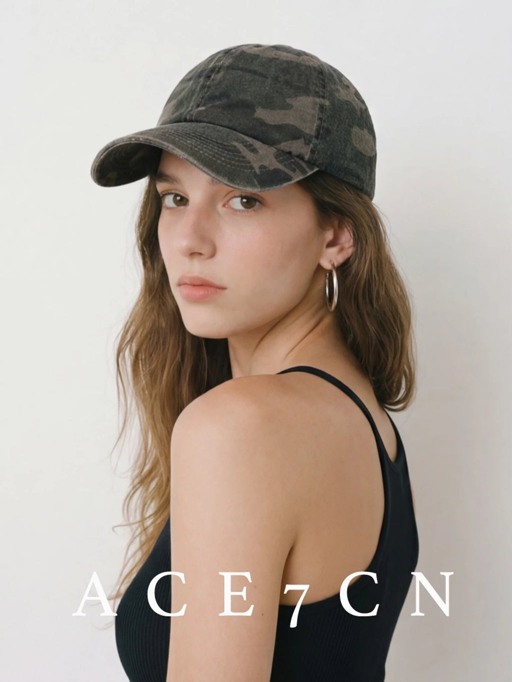 Washed-Cotton Camo Baseball Cap — ACE7CN