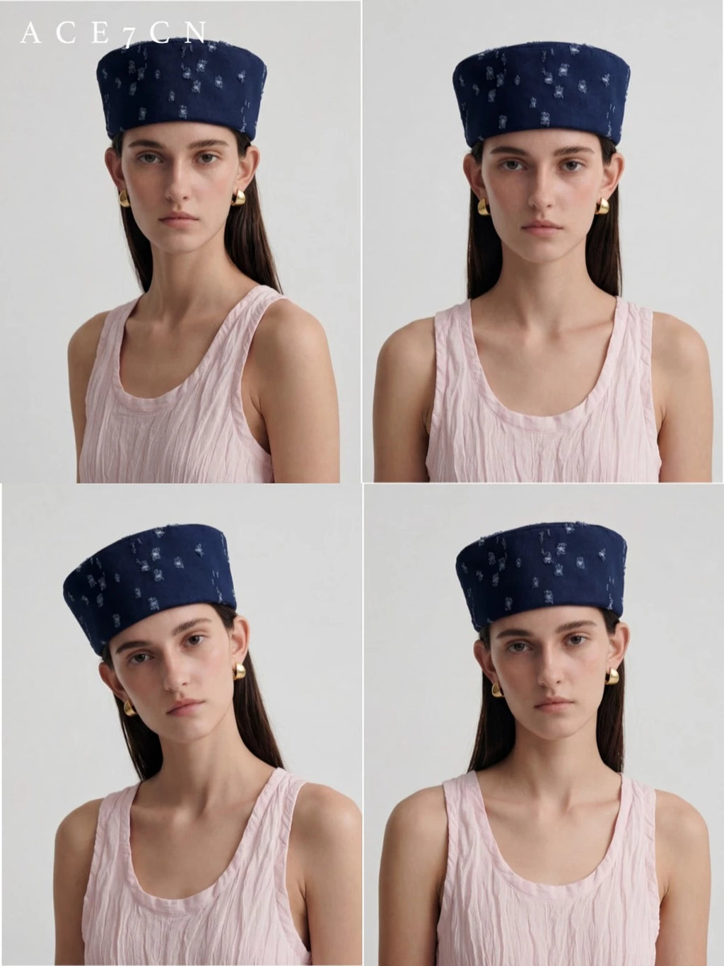 Domed Denim Pillbox Hat — ACE7CN