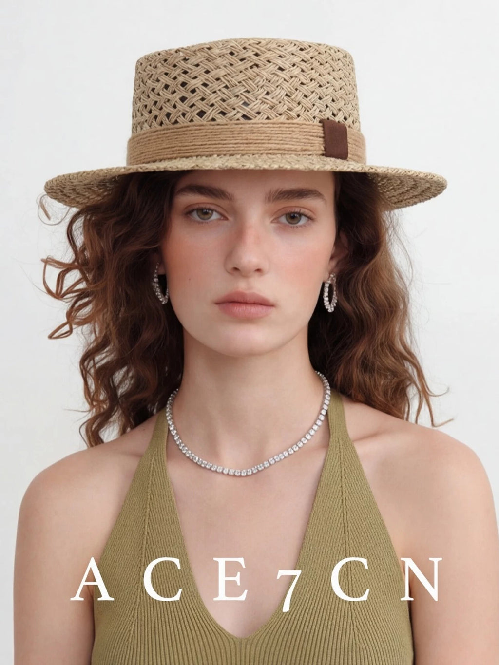 Rope-Trim Openwork Seagrass Boater — ACE7CN