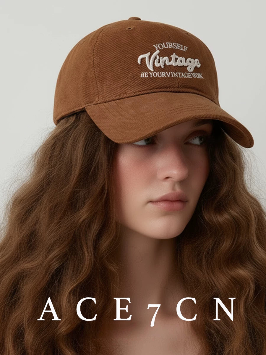 Letter-Embroidered Soft-Crown Baseball Cap — ACE7CN