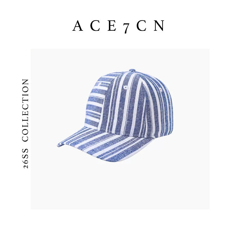 Striped Linen Baseball Cap — ACE7CN