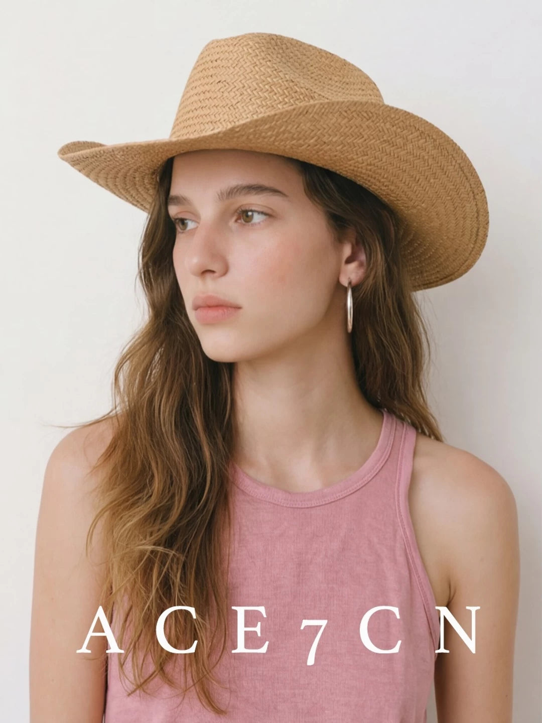 Wide-Brim Paper-Straw Western Hat — ACE7CN