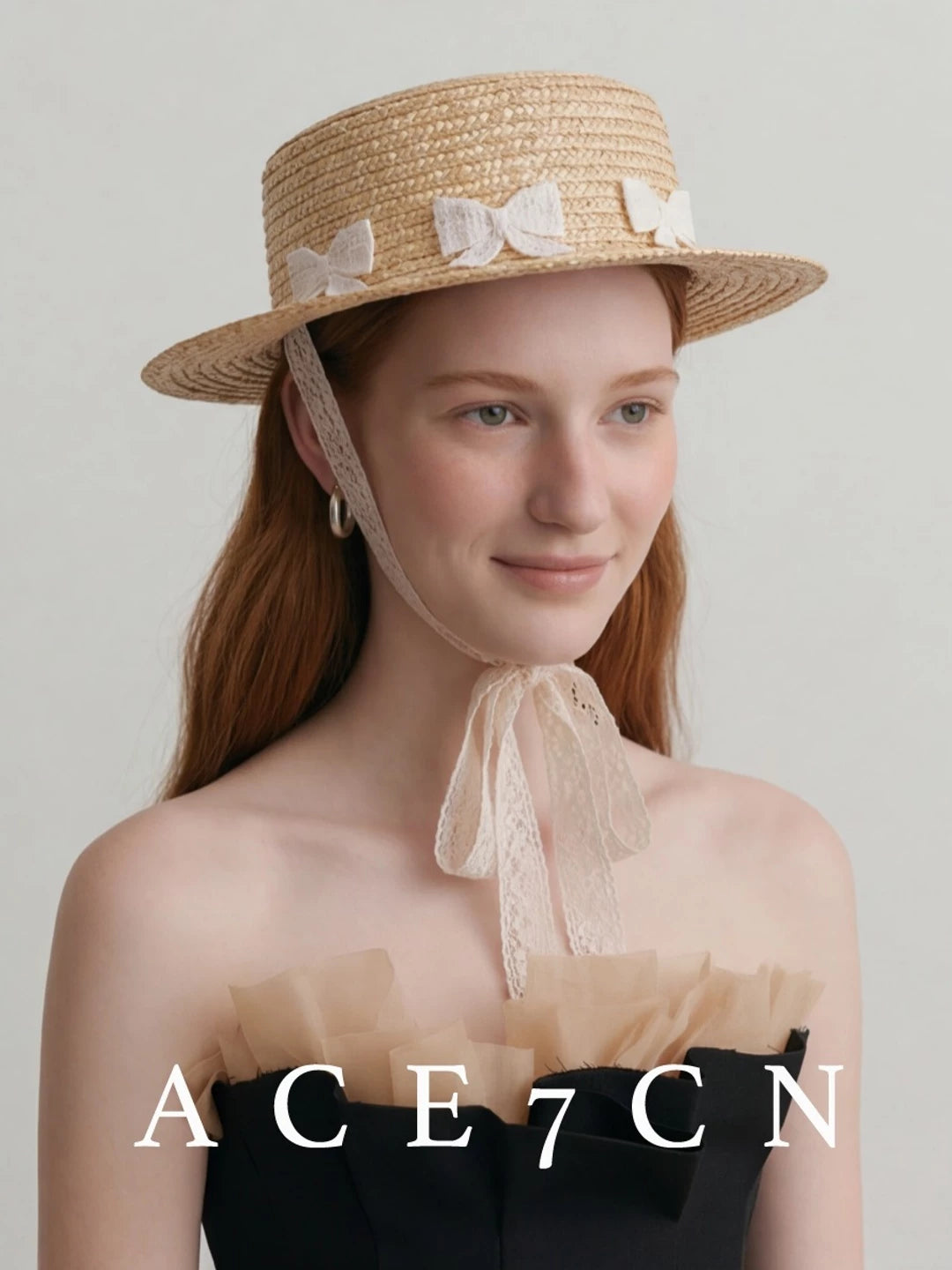 Bow-Detail Wheat-Straw Fedora — ACE7CN