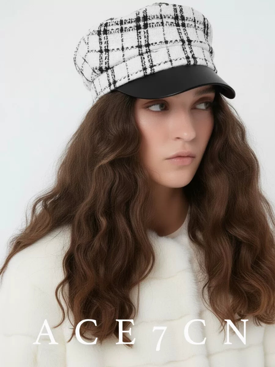 Plaid Tweed Equestrian Cap — ACE7CN