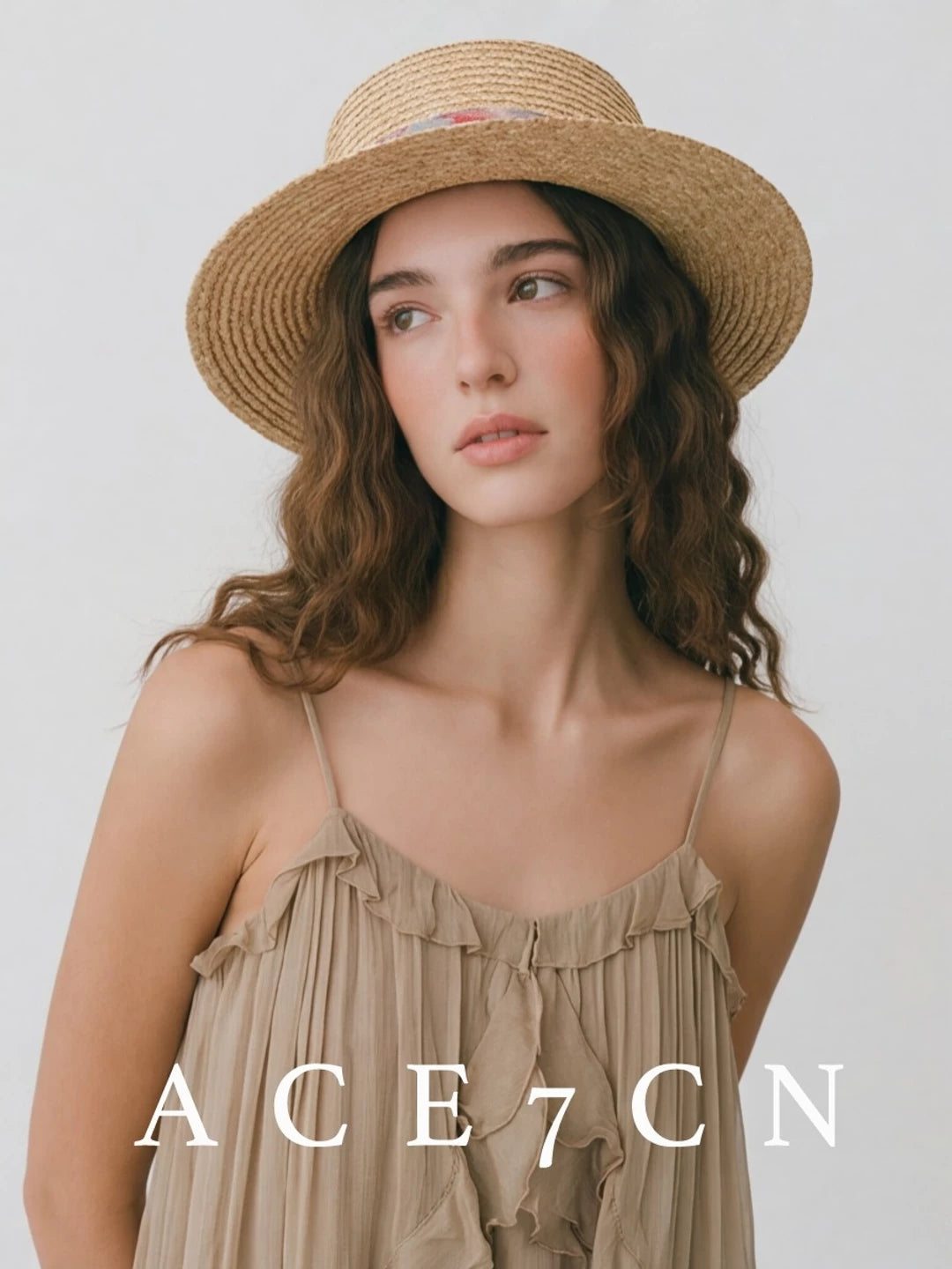 Satin-Ribbon Flat-Top Boater — ACE7CN