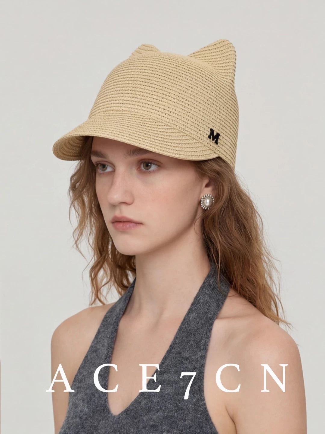 Cat-Ear Straw Equestrian Cap — ACE7CN