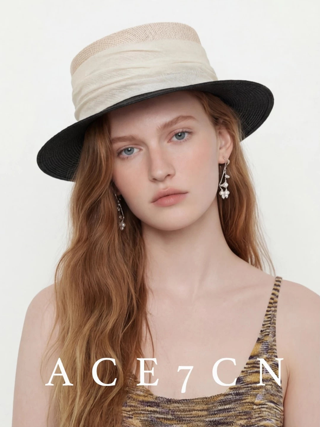 Wide-Brim Flat-Top Straw Boater — ACE7CN