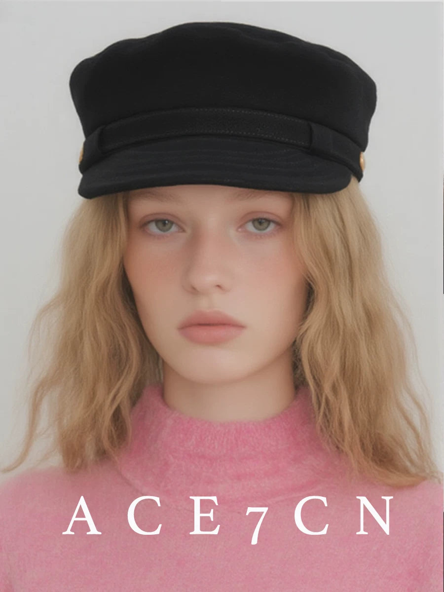 Suede Eight-Panel Newsboy Cap — ACE7CN