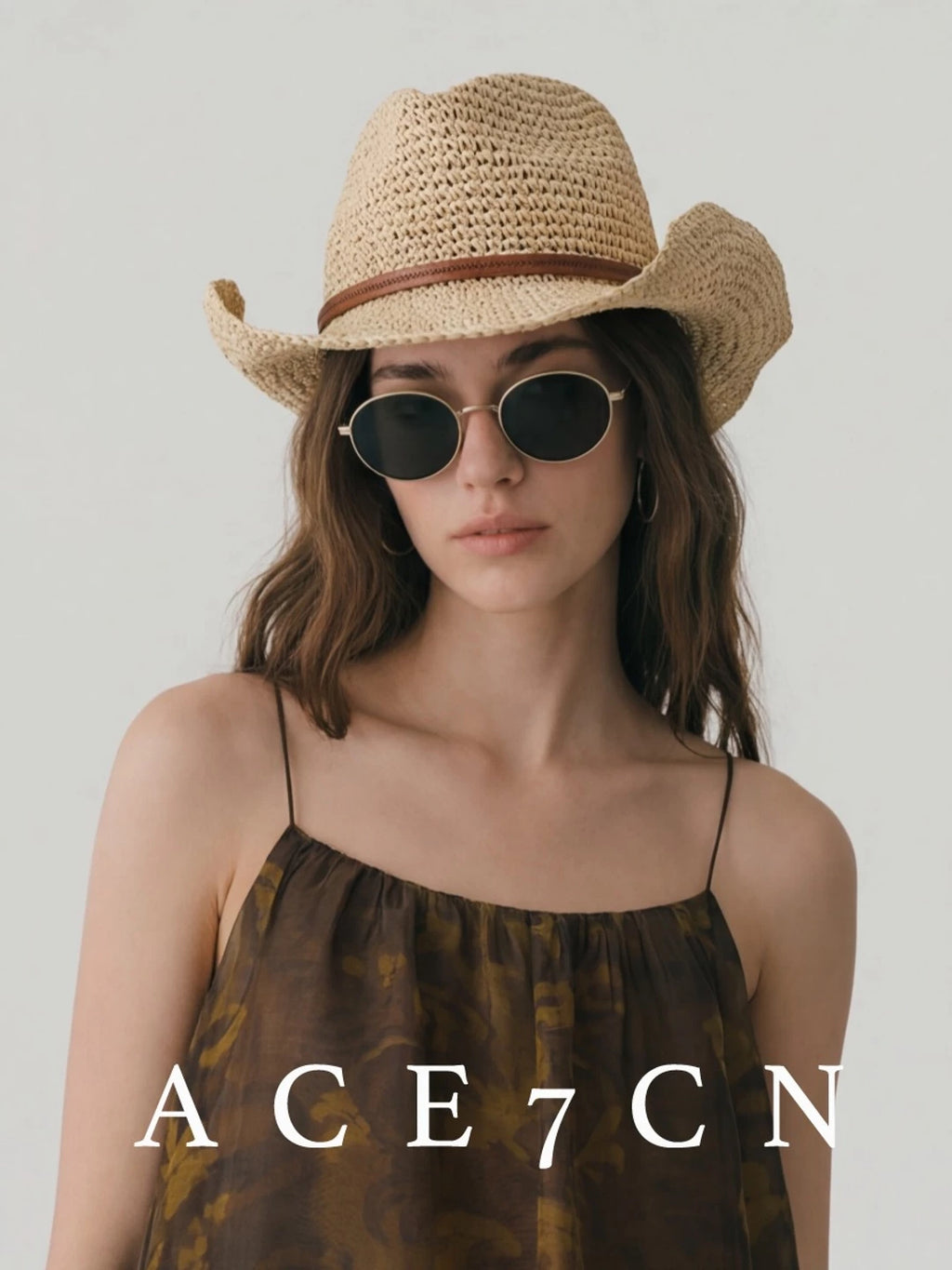 Openwork Straw Western Fedora — ACE7CN