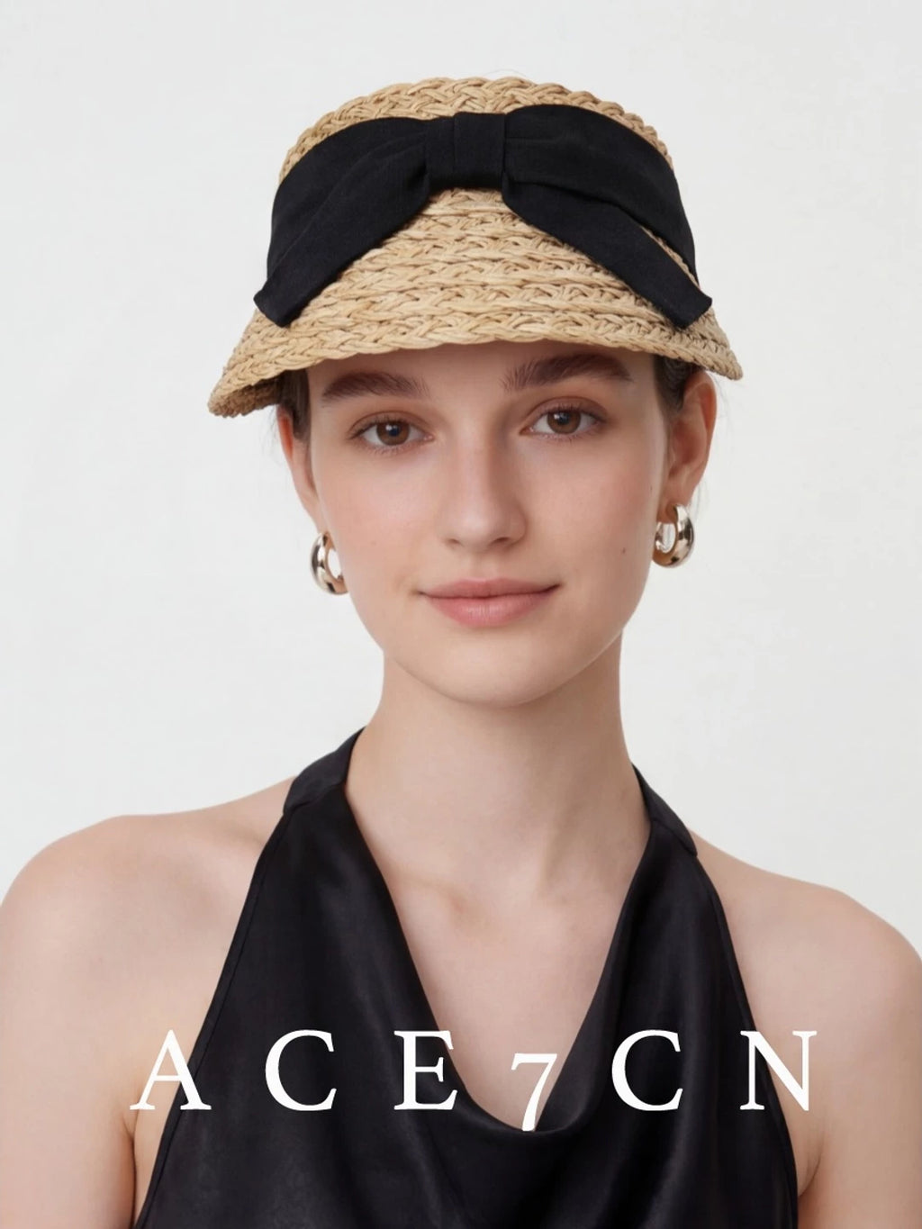 Bow-Detail Straw Visor — ACE7CN