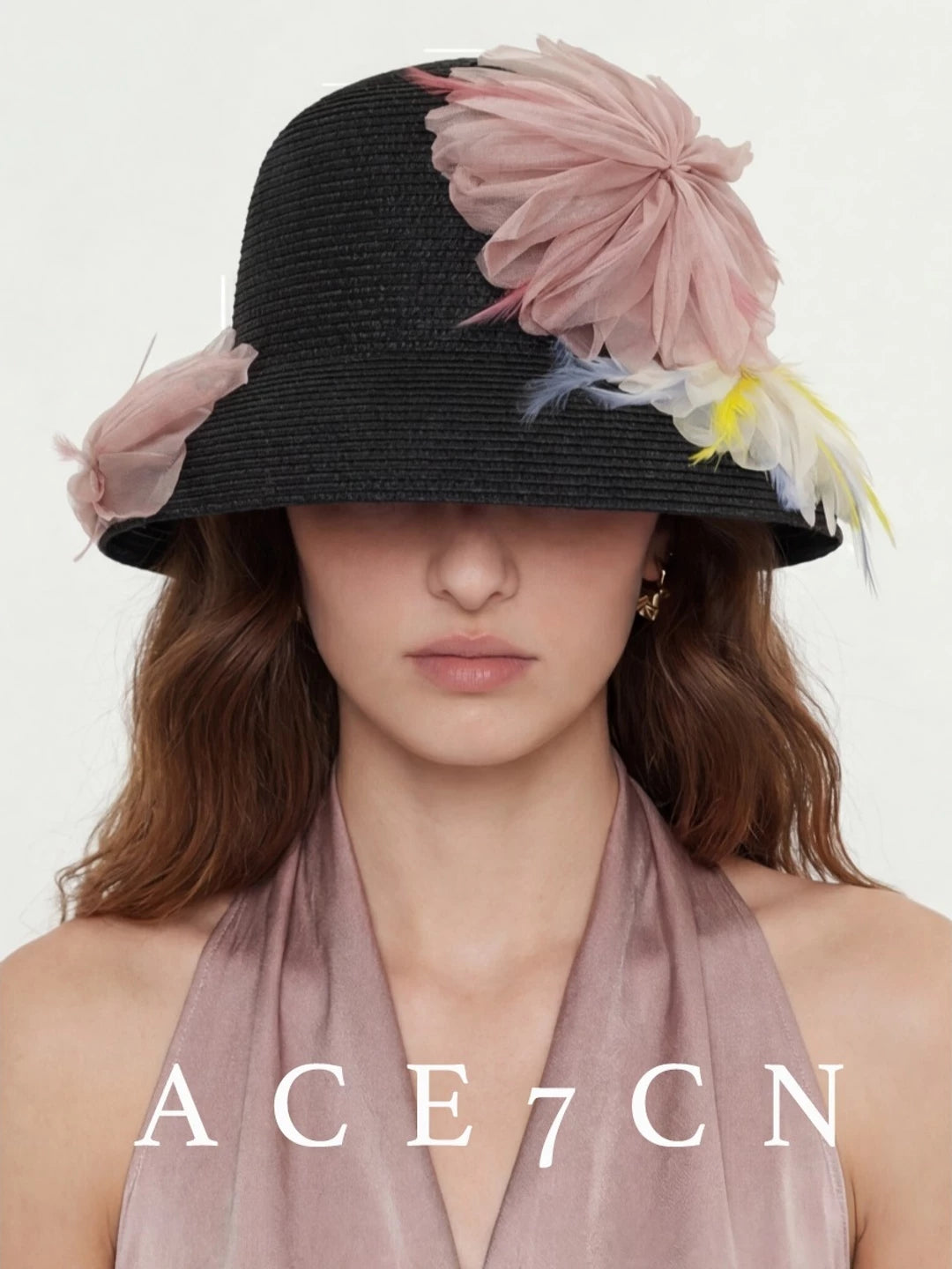 Silk-Flower Straw Fedora — ACE7CN