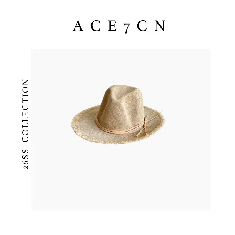 Linen-Straw Fedora Hat — ACE7CN