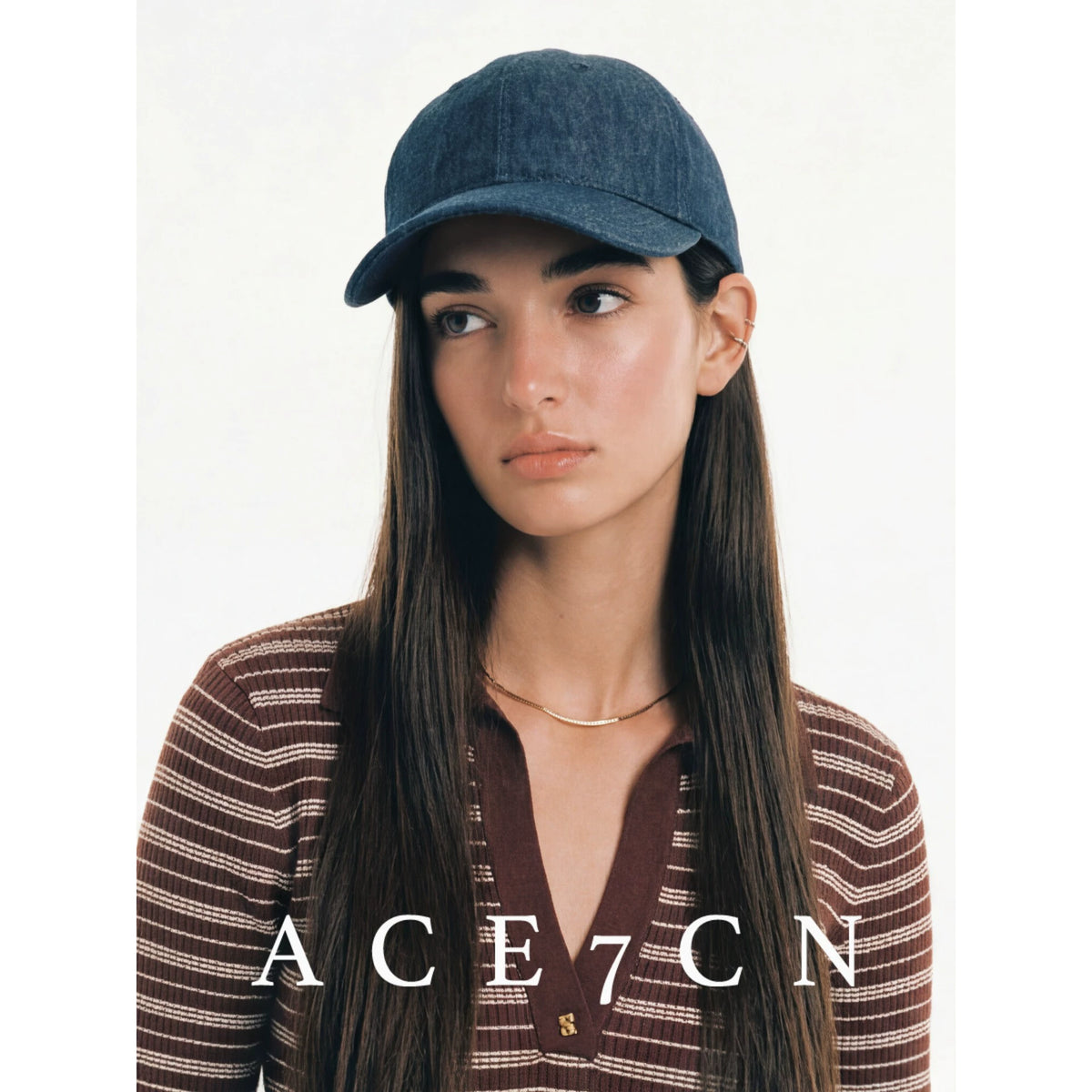 Denim-Linen Equestrian Cap — ACE7CN