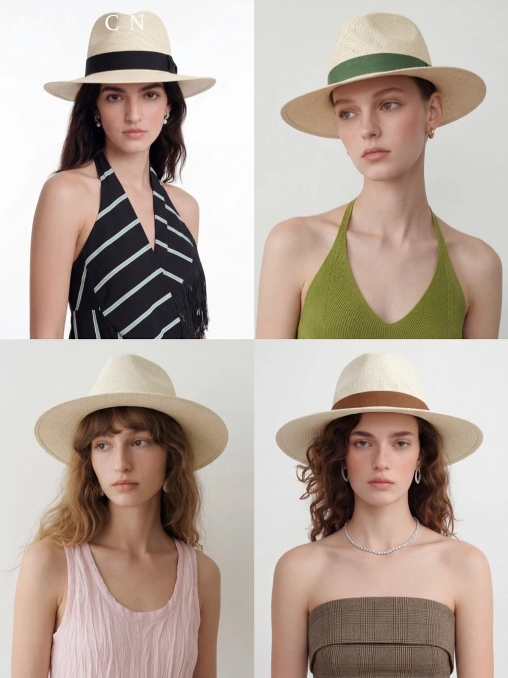 Structured Woven Straw Fedora — ACE7CN