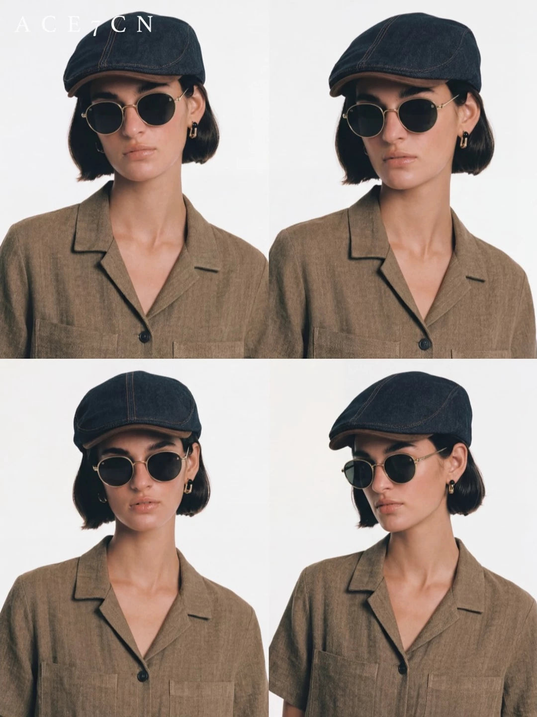 Suede-Peak Denim Flat Cap — ACE7CN