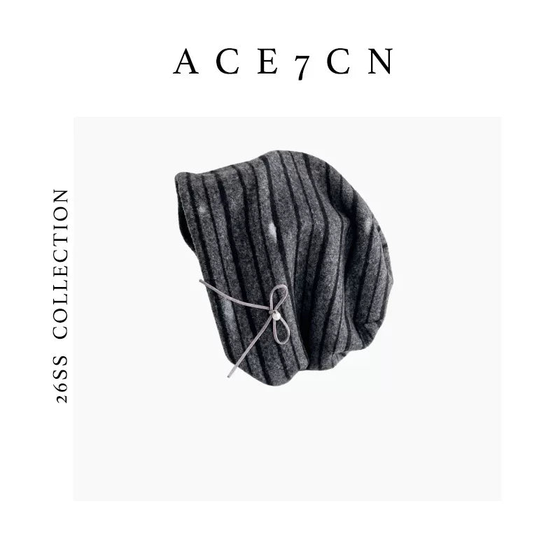 Striped Knit Slouch Beanie — ACE7CN