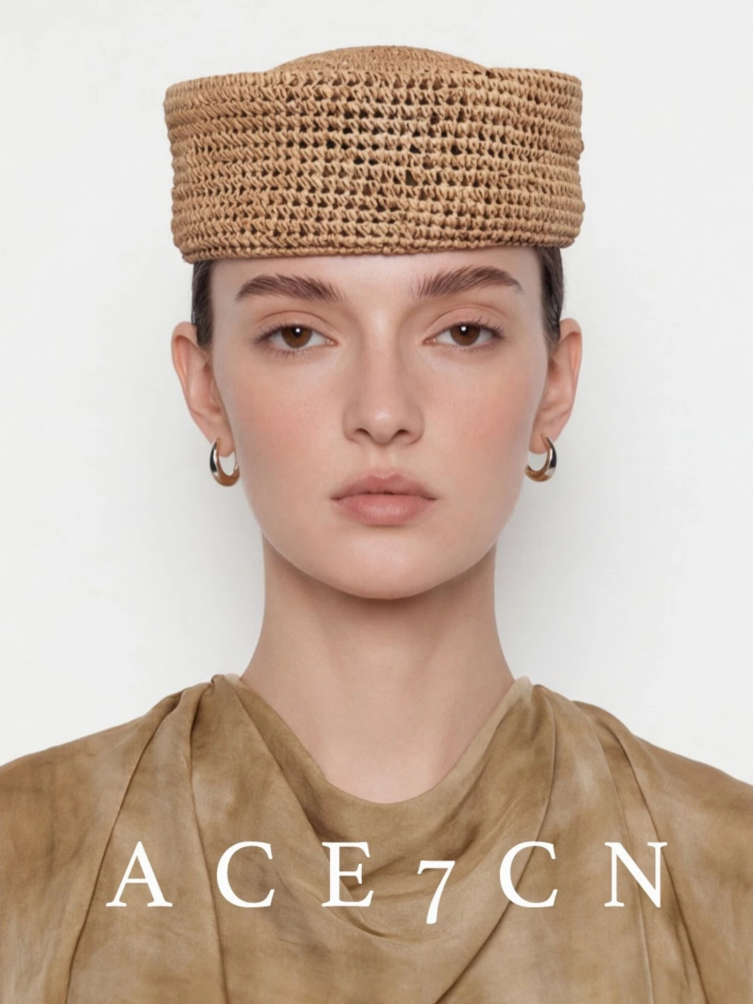 Brimless Openwork Straw Pillbox Hat — ACE7CN