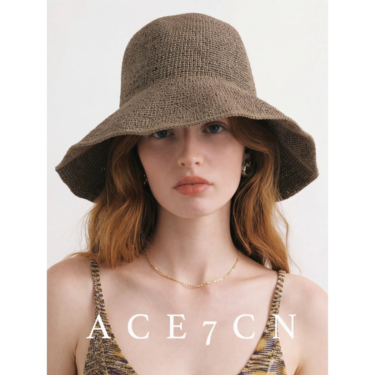 Foldable Hand-Crochet Wide-Brim Bucket Hat — ACE7CN