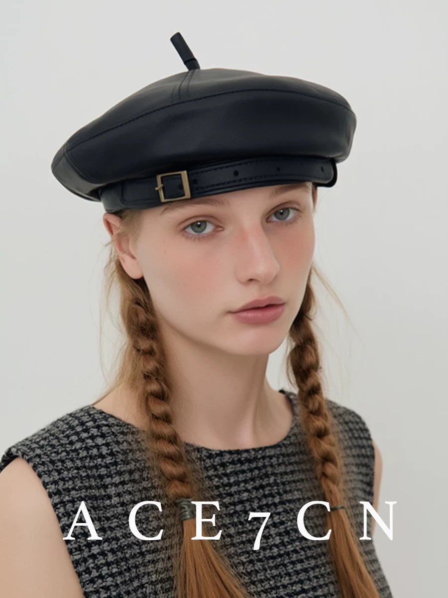 Faux-Leather Painter Beret — ACE7CN